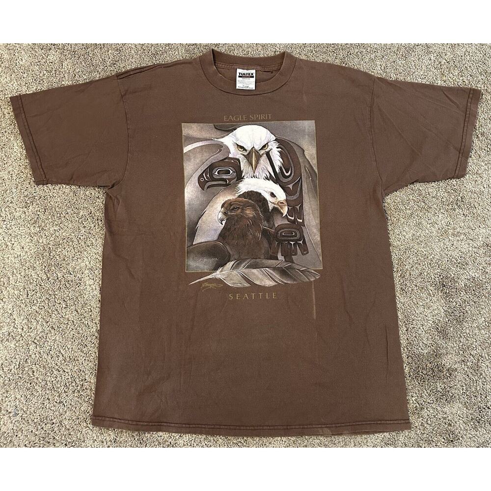 Vintage 90s Bald Eagle Spirit Seattle Washington T Shirt Size XL Animal Tee